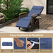 Patio Rattan Recliner Chair with Adjustable Backrest, Footrest & Flip Side Table