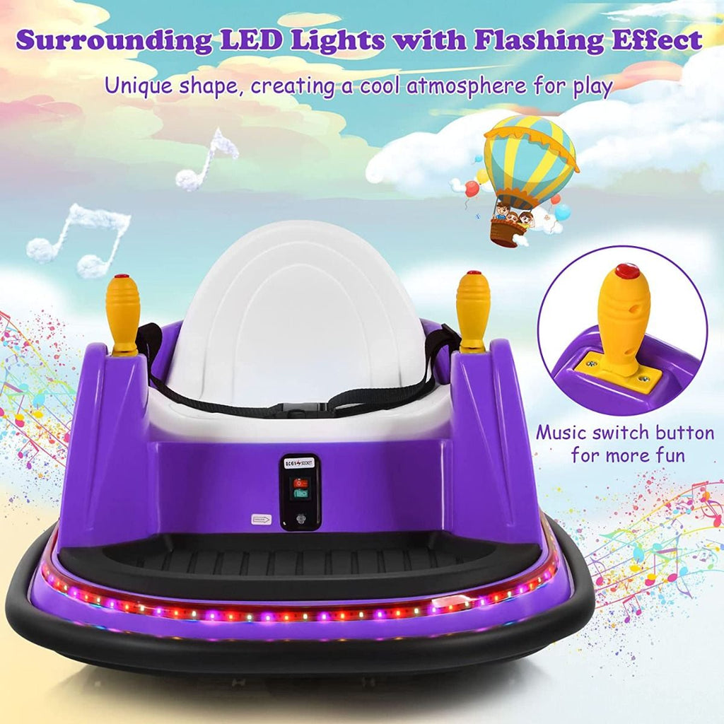 SEDOL Kids 6V Electric Bumper Car for Toddlers 360° Zero-Turn Waltz Car with Parental Remote Control Wall-Safe Rubber Bumper and Flashing LED Light Show
