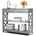 3-Tier Console Table with 1 Drawer and 2 Storage Shelves