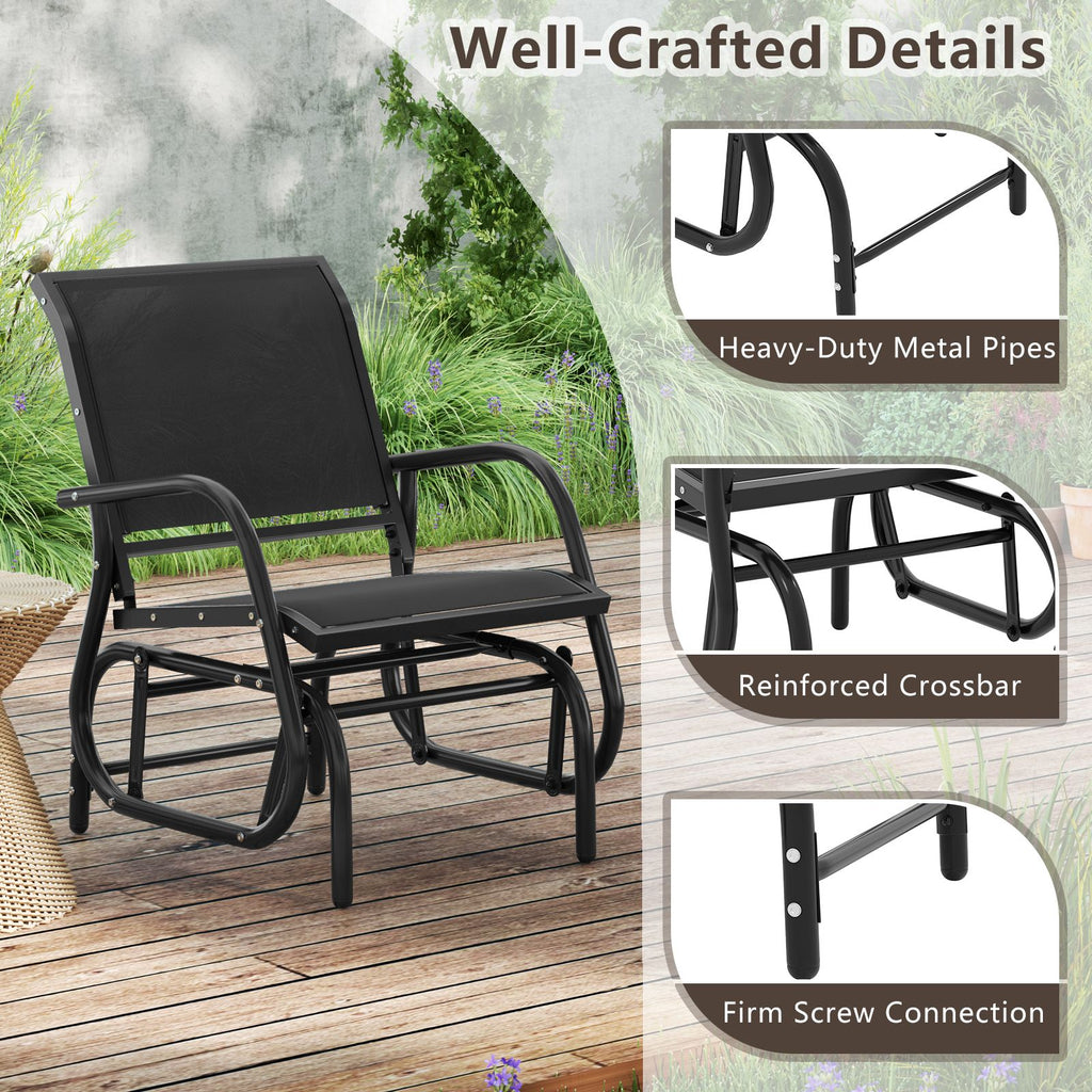 Glider Rocking Chair – Outdoor Swing Seat with Steel Frame & Breathable Fabric