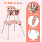 SEDOL 5-in-1 Convertible Baby High Chair & Independent Play Table Set with 5-Point Safety Harness 2-Position Removable Tray and Waterproof Easy-Clean Cushion