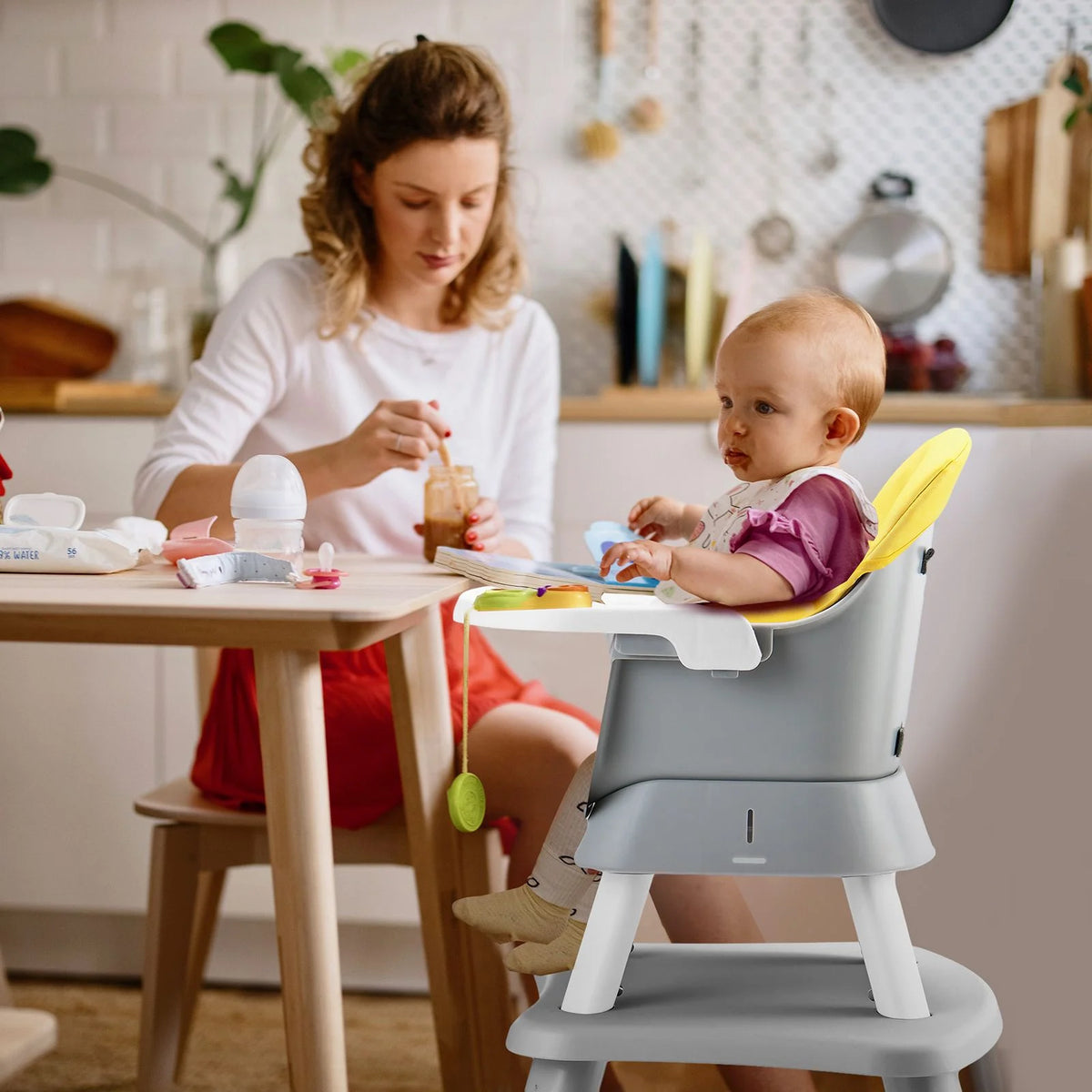 SEDOL 6-in-1 Ultimate Baby-to-Toddler High Chair & Activity Station with Building Block Tabletop Parental Booster Seat and Waterproof PU Leather Cushion – 25kg Capacity