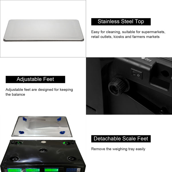30–40kg  Digital Price Computing Scale – Vegetable & Retail Weighing Scale with Backlit LCD Display, 5g Precision & UK Plug – Silver & Black
