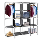 67" Portable Clothes Wardrobe – 12-Shelf Fabric Closet Organiser (Black)