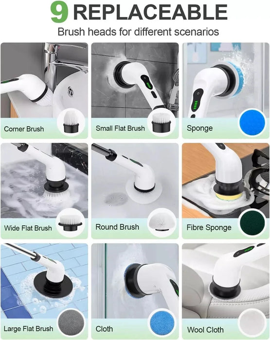 9-in-1 Electric Spin Scrubber – Cordless Handheld Cleaning Brush