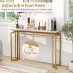 Gold Console Table – Faux Marble Top & Geometric Metal Frame