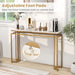 Gold Console Table – Faux Marble Top & Geometric Metal Frame