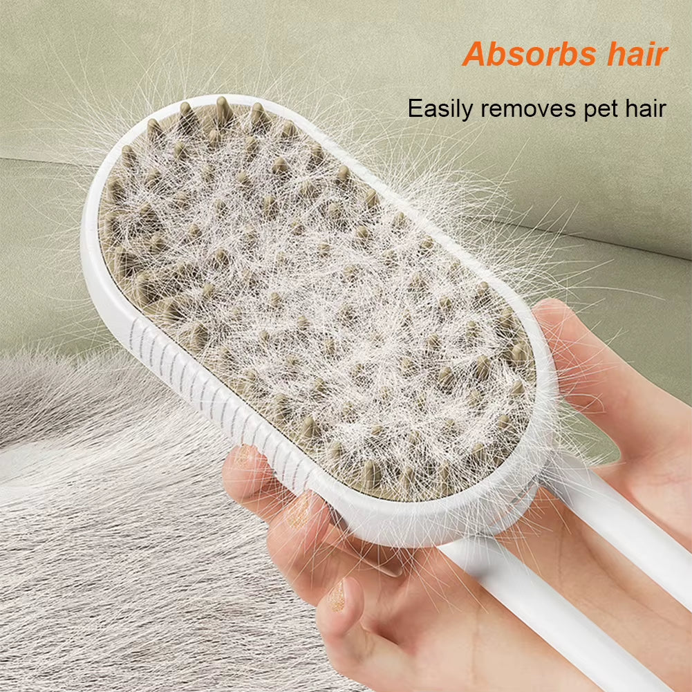 3-in-1 Electric Pet Cleaning Brush – USB Rechargeable Cat & Dog Grooming Comb with Steam Spray