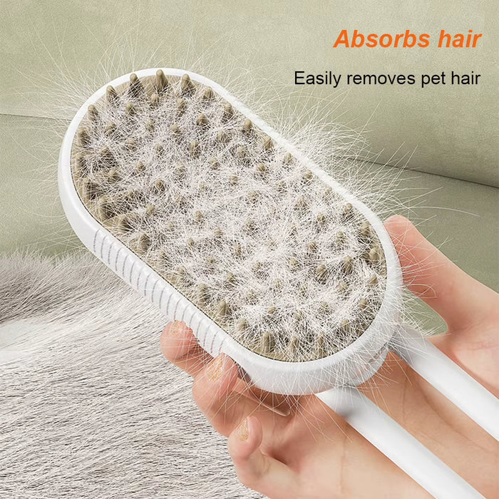 3-in-1 Electric Pet Cleaning Brush – USB Rechargeable Cat & Dog Grooming Comb with Steam Spray