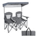 Double Folding Camping Chair with Canopy and Armrests