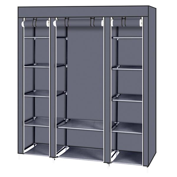 69" Portable Clothes Wardrobe – Non-Woven Fabric Closet Organiser (Grey)