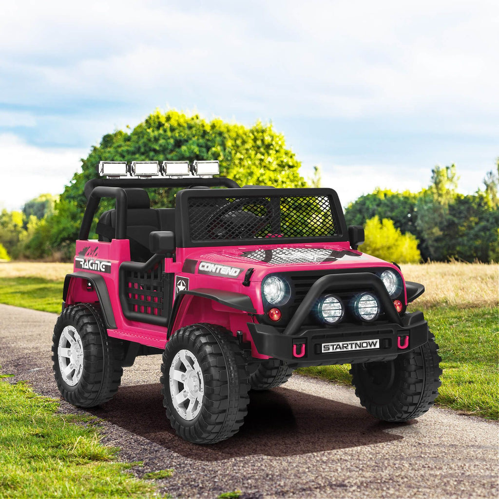 SEDOL 2-Seater Kids Ride-On Truck 12V Battery Powered Electric Car with Parental Remote Control Spring Suspension Rocking Mode and Bluetooth/USB Audio – 50kg Capacity