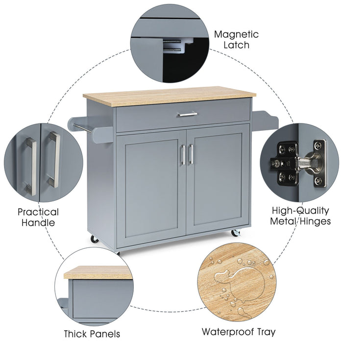 Rolling Kitchen Storage Trolley with Adjustable Shelf and Drawer