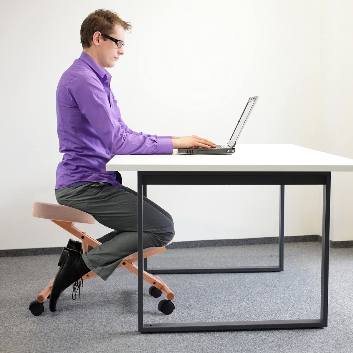 Wood Posture Stool with Angle and Height Adjustable for Gaming Computer Work