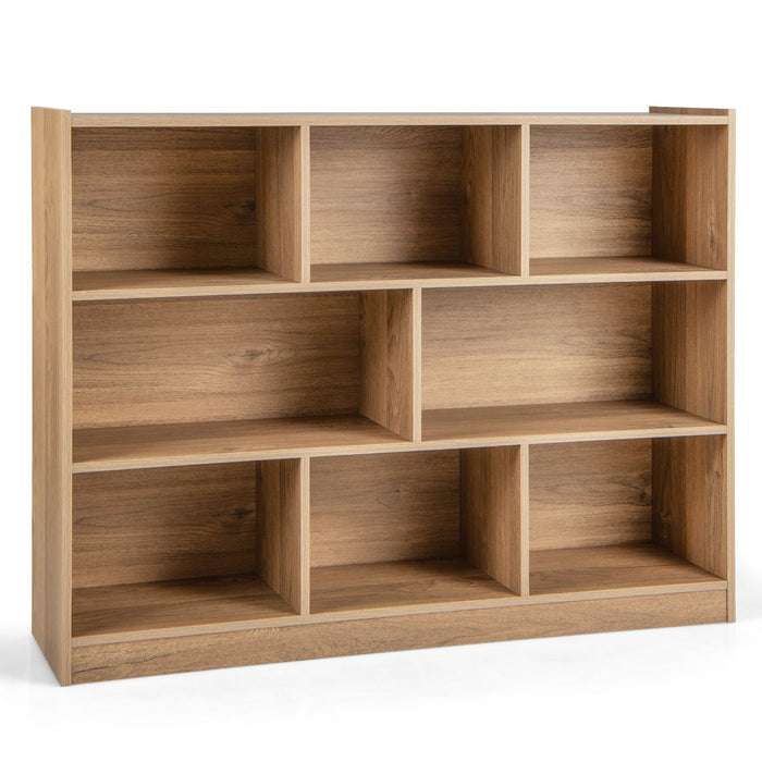 3-Tier Wooden Cube Bookcase with 8 Compartments