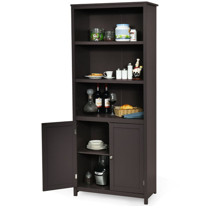 Wooden Tall Bookcase with 3-Tier Storage Cabinet