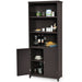 Wooden Tall Bookcase with 3-Tier Storage Cabinet