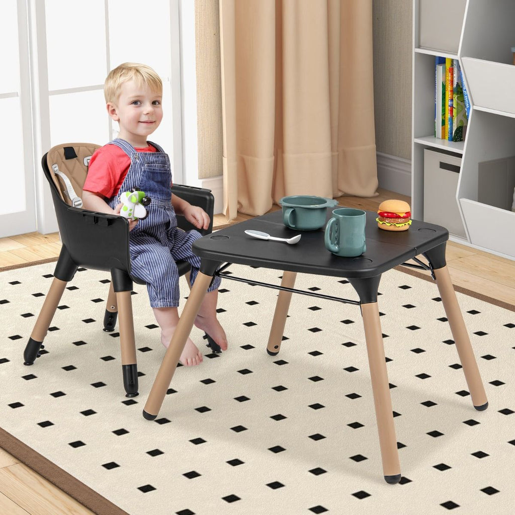 SEDOL 5-in-1 Convertible Baby High Chair & Independent Play Table Set with 5-Point Safety Harness 2-Position Removable Tray and Waterproof Easy-Clean Cushion
