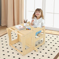 SEDOL 3-in-1 Montessori Convertible Learning Tower & Weaning Table with Integrated Chalkboard – Solid Wood Foldable Kitchen Helper Stool with A-Frame Stability – 60kg Capacity