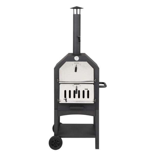 Outdoor Wood-Fired Pizza Oven – Portable Garden Pizza Maker with Stone, Peel & Grill Rack