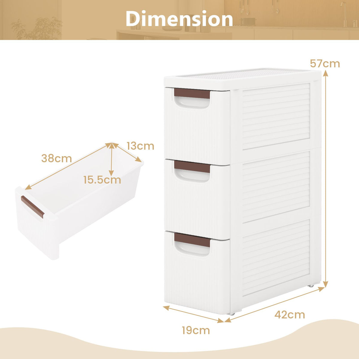 3/4/5-Drawer Narrow Storage Cabinet for Small Space
