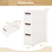 3/4/5-Drawer Narrow Storage Cabinet for Small Space