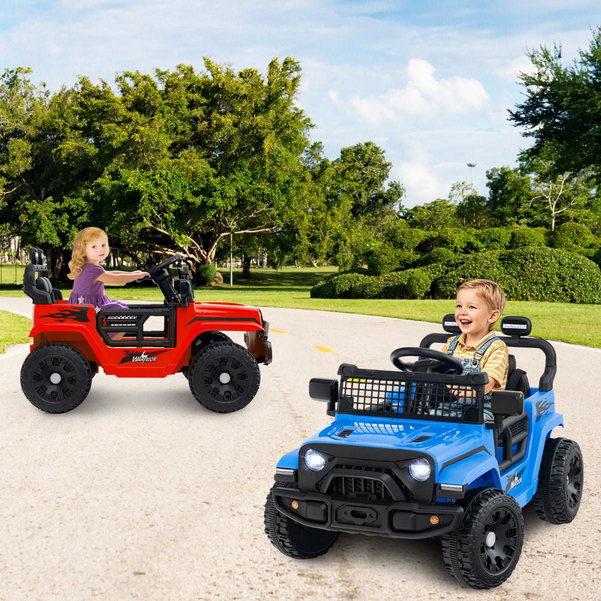 SEDOL 12V Electric Ride-On Truck for Kids with Parental Remote Control Dual 25W Motors All-Terrain Shock Absorbers LED Headlights and Soft-Start Safety System