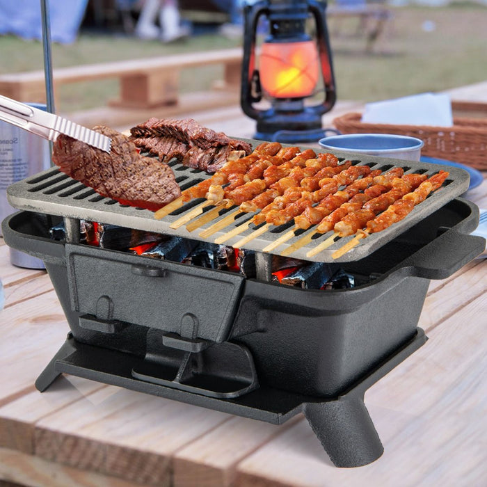 Portable Charcoal Grill Stove with Rotatable Grill & Foldable Body