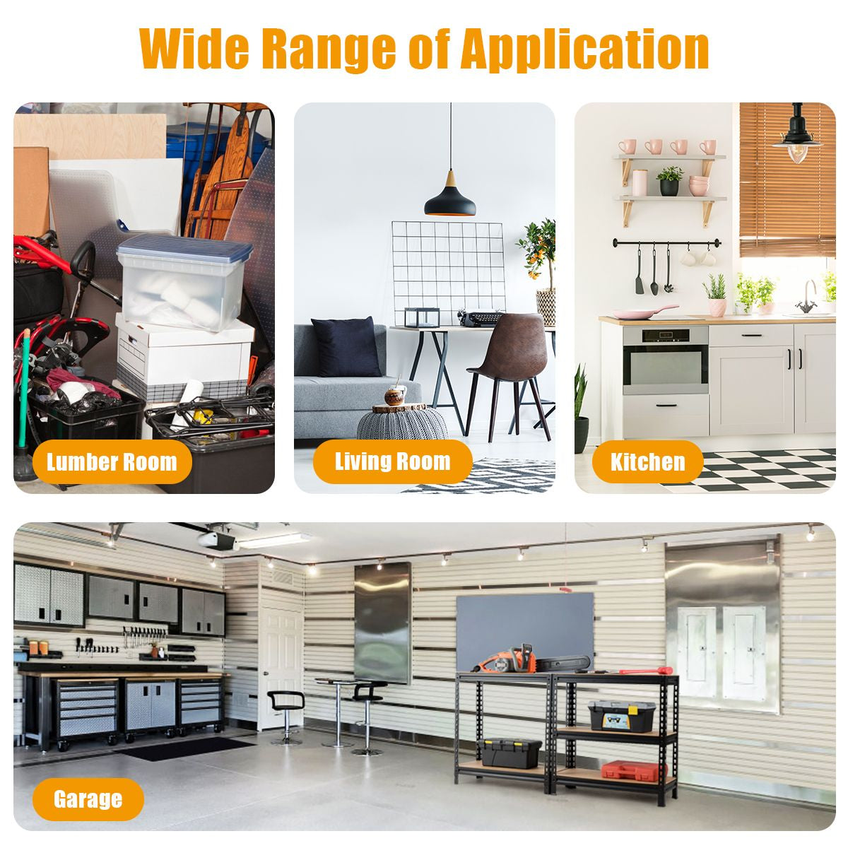 5-Tier Adjustable Storage Rack – Heavy-Duty Metal & MDF Shelving Unit