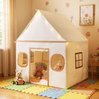SEDOL Large Indoor Kids Playhouse with Plush Coral Velvet Mat and LED Star Lights Breathable Cotton-Blend Play Tent with Storage Pockets for Reading and Napping