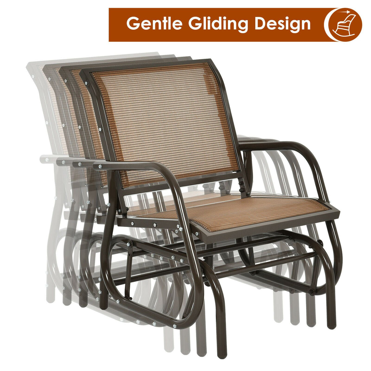 Glider Rocking Chair – Outdoor Swing Seat with Steel Frame & Breathable Fabric