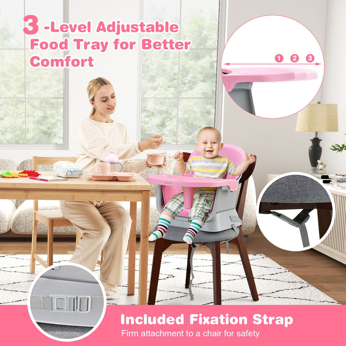 SEDOL 6-in-1 Ultimate Baby-to-Toddler High Chair & Activity Station with Building Block Tabletop Parental Booster Seat and Waterproof PU Leather Cushion – 25kg Capacity