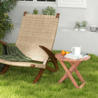 Wooden Side Table with Slatted Tabletop and Sturdy X-Shaped Frame