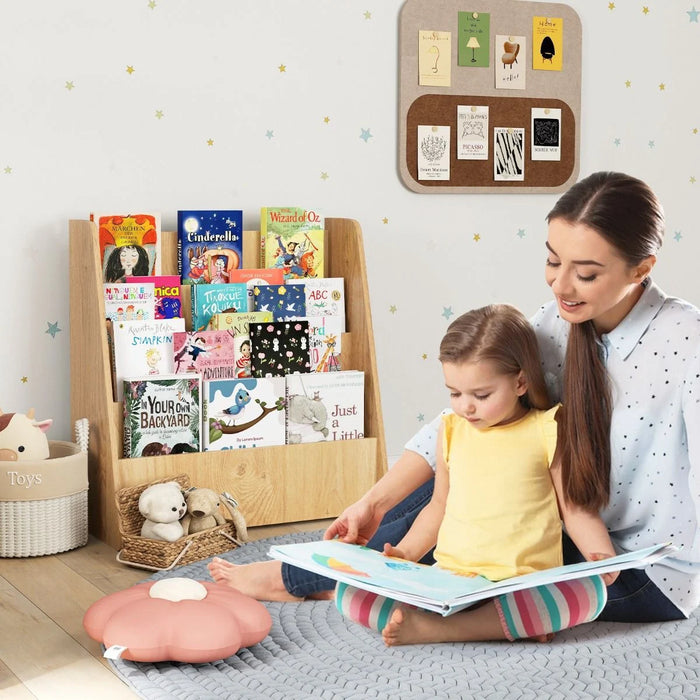 4-Tier Kids Bookshelf with Deep Compartments for Kids Bedroom