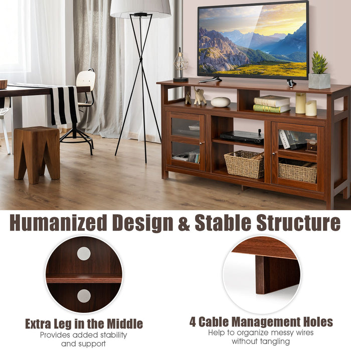 Living Room Console Table for Tvs with Wooden Fireplace and 2 Cabinets