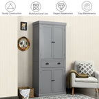 4-Door Tall Kitchen Cupboard Adjustable Shelves and Drawer
