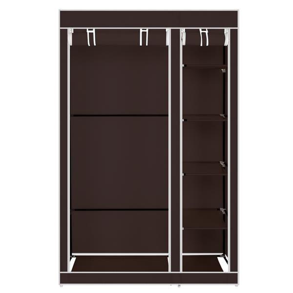 67" Portable Clothes Wardrobe – Fabric Closet with Hanging Rod (Dark Brown)