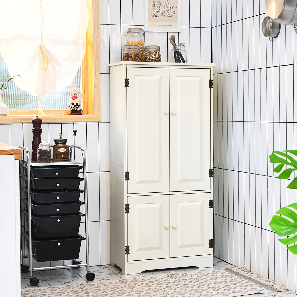 Antique Wooden Storage Cabinet Cupboard Shelf