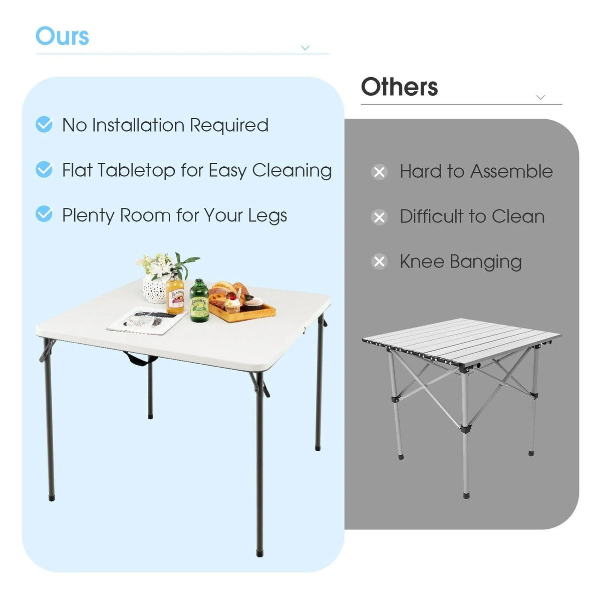 Folding Camping Table with Handle for Indoor Outdoor Use
