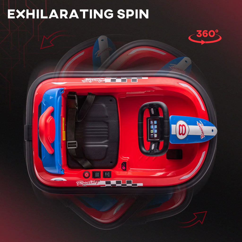SEDOL Kids 6V Electric Bumper Car for Toddlers 360° Spin Waltz Car with Parental Safety Handle LED Light Strips and Integrated Music System for Indoor & Outdoor Play