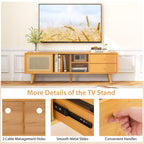 Bamboo TV Stand Modern Console Table for TV up to 65 Inch