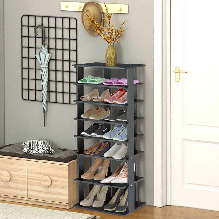 Extra Wide Wooden Vertical Shoe Rack with 7 Shelves