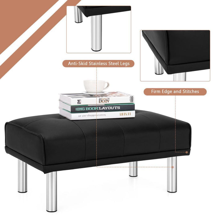 Leather Tufted Upholstered Ottoman Bench for Living Room Entryway