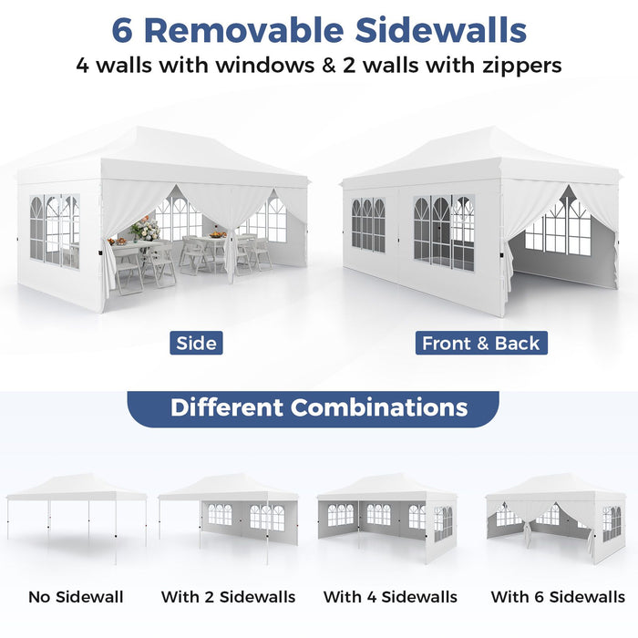 Pop-Up Canopy Gazebo Tent with 6 Removable Sidewalls & Carry Bag