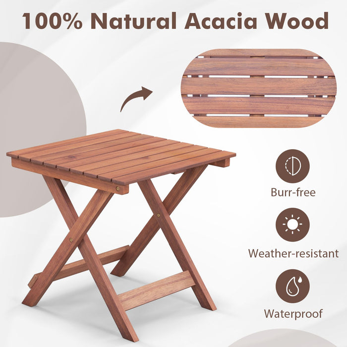 Wooden Side Table with Slatted Tabletop and Sturdy X-Shaped Frame