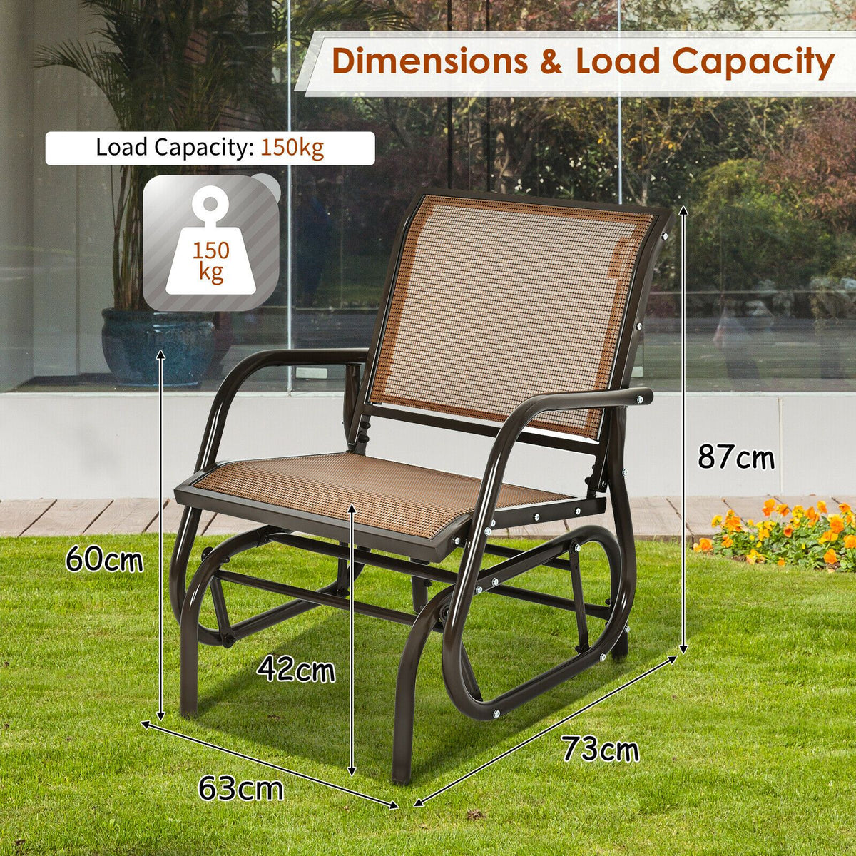Glider Rocking Chair – Outdoor Swing Seat with Steel Frame & Breathable Fabric