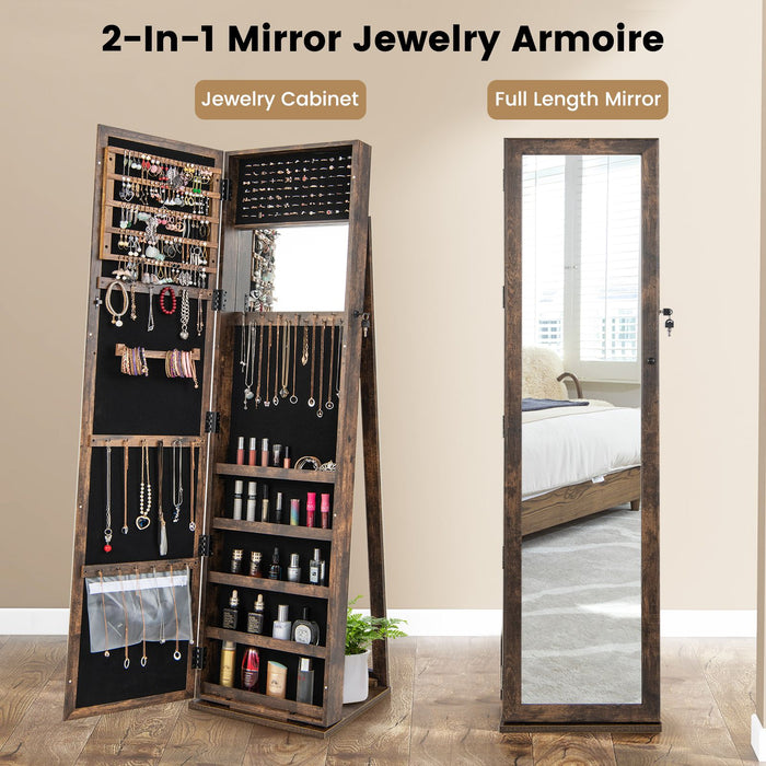 3-In-1 Mirrored Jewellery Armoire with Display Shelves