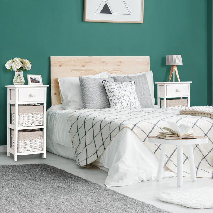 Bedside Table Made of Paulownia Wood in Country House Style