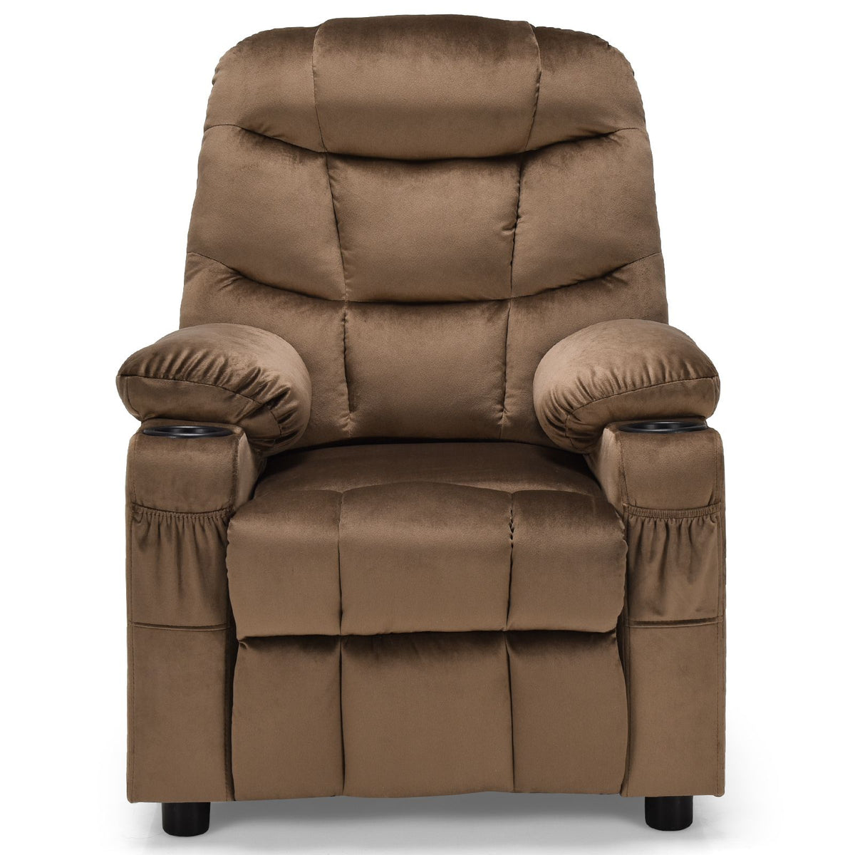 SEDOL Deluxe Larger Kids Recliner Armchair with Dual Cup Holders and Storage Pockets Premium Velvet Children’s Lounge Chair with 130° Adjustable Backrest & Pine Wood Frame