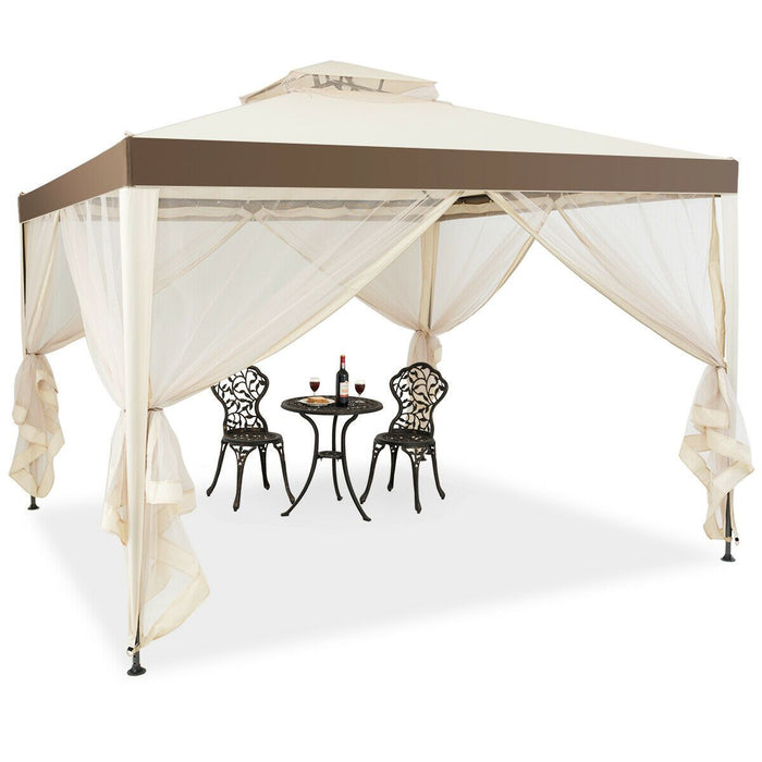 10x10ft Double-Tier Garden Gazebo with Vented Roof